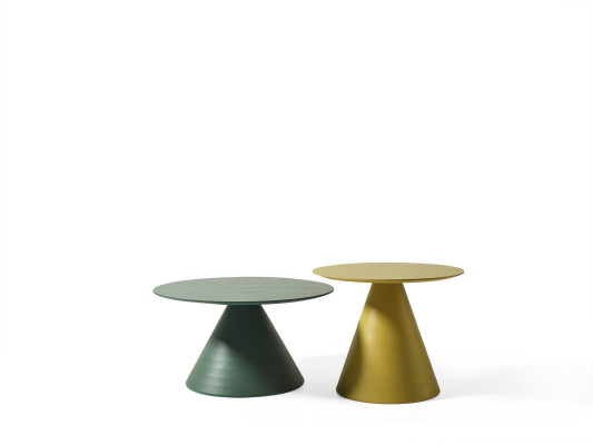 Elegant round gray coffee table in a modern style for the living room