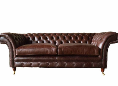 Sofa 3 Seater Couch Upholstery Sofas Couches Living room Chesterfield Leather