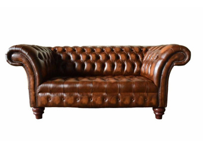 Chesterfield Luxury 2 Seater Couch Upholstery Sofa Two-seater 100% Leather Immediately