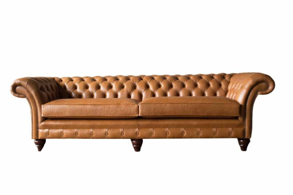 Sofa 4 Seater Couch Upholstery Chesterfield Sofa Seat Leather Design Brown Furniture