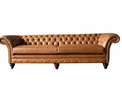 Sofa 4 Seater Couch Upholstery Chesterfield Sofa Seat Leather Design Brown Furniture
