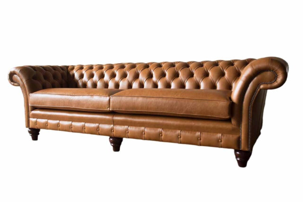 Sofa 4 Seater Couch Upholstery Chesterfield Sofa Seat Leather Design Brown Furniture
