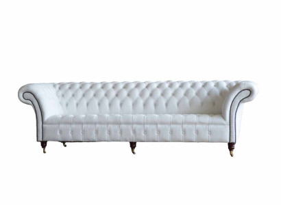 Chesterfield Sofas Design Luxury White Textile Sofa 4 Seater Fabric Four Seater