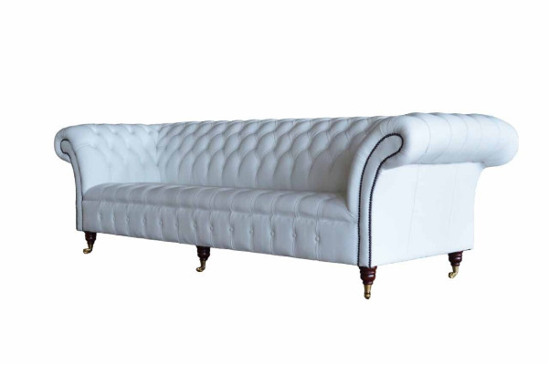 Chesterfield Sofas Design Luxury White Textile Sofa 4 Seater Fabric Four Seater