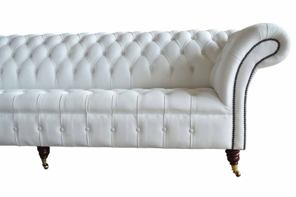 Chesterfield Sofas Design Luxury White Textile Sofa 4 Seater Fabric Four Seater
