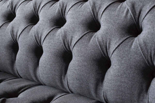 Chesterfield Fabric Sofa Luxury Sofa Upholstery Couch Seat Gray Textile