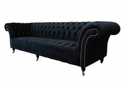 Sofa 4 Seater Chesterfield Upholstery Living room Design Luxury Wood new