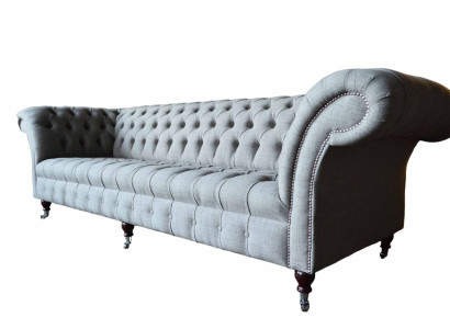 Gray Four Seater Sofa Fabric Living room Design Couches Upholstery Sofas new