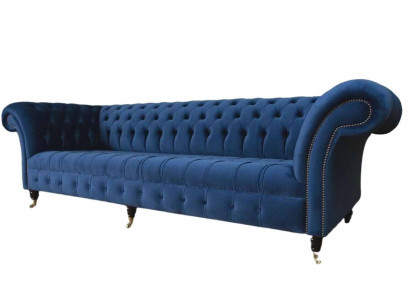 Chesterfield Big Sofa Couch Textile Velvet Upholstery Sofas 4 Seater Couches