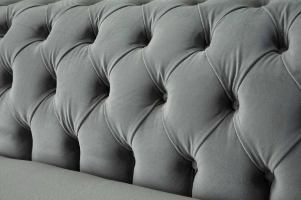 Sofa 4 Seater Couch Chesterfield Upholstery Seat Textile Gray Living room