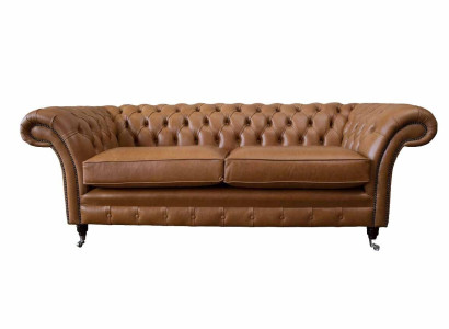 Sofa 3 Seater Leather Sofas Couch Upholstery Living room Chesterfield Three Seater