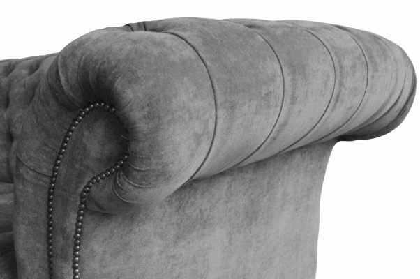 Chesterfield 3 Seater Couch Upholstery Seat Textile Fabric Gray Couches Sofa