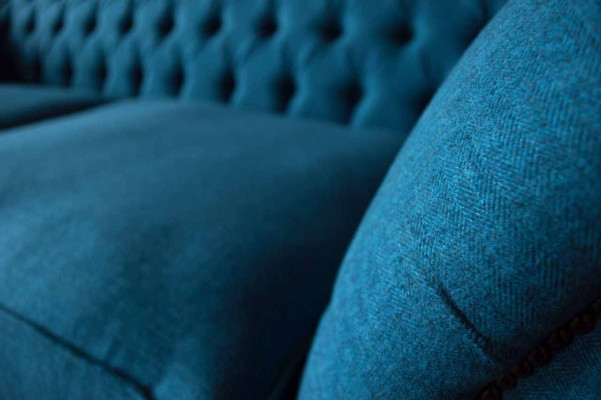 Chesterfield Sofa 3 Seater Couch Upholstery Sofas Fabric Living room Blue Textile