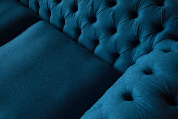 Chesterfield Sofa 3 Seater Couch Upholstery Sofas Fabric Living room Blue Textile