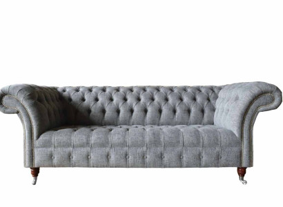 Gray Designer Couch Sofa Three Seater Luxury Couches Furniture Sofas Textile