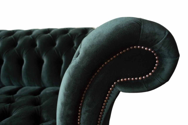 Chesterfield Sofa Design Couch 3 Seater Upholstery Fabric Upholstery Green new
