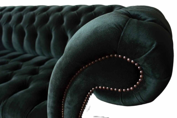 Chesterfield Sofa Design Couch 3 Seater Upholstery Fabric Upholstery Green new