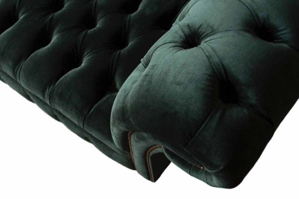 Chesterfield Sofa Design Couch 3 Seater Upholstery Fabric Upholstery Green new