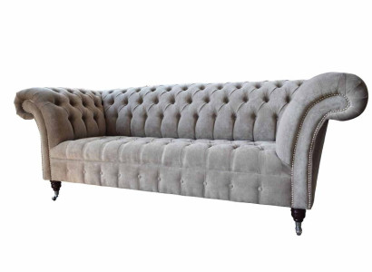 Gray Chesterfield Couch Three Seater Seat Cushion Couches Sofa Furniture new