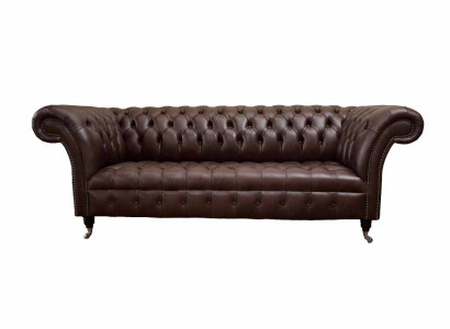 Sofa 3 Seater Chesterfield Leather Sofa Living room Designer Couches Upholstery