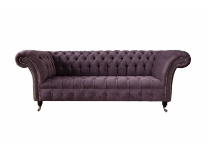 Modern Chesterfield Sofa Couch Upholstery 3 Seater Purple Textile Fabric Sofas new