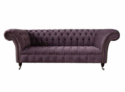 Modern Chesterfield Sofa Couch Upholstery 3 Seater Purple Textile Fabric Sofas new
