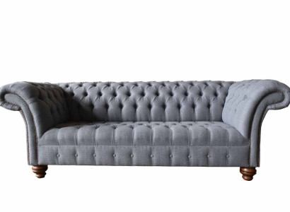 Chesterfield 3 Seater Couch Upholstery Seat Textile Fabric Couches Sofa new