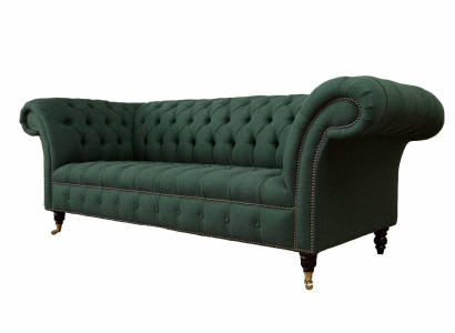 Three Seater Couch Textile Green Upholstery Furniture Chesterfield Sofas Couches