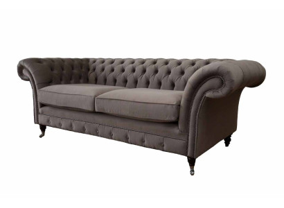 Couches Upholstery Sofas 3 Seat Three Seater Fabric Sofa Chesterfield Gray new