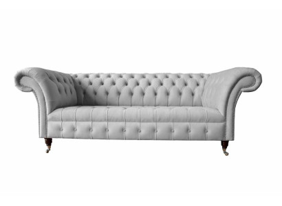 Chesterfield Textile Sofa Couch 3 Seater Upholstery Seat Gray Sofas Big new