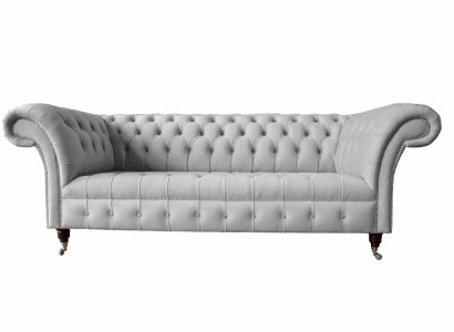 Chesterfield Textile Sofa Couch 3 Seater Upholstery Seat Gray Sofas Big new