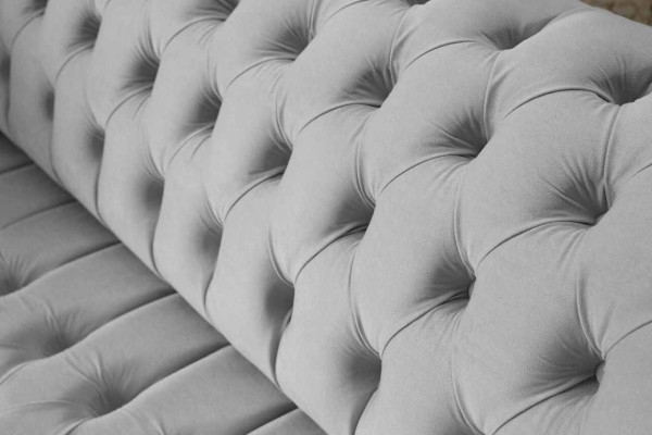 Chesterfield Textile Sofa Couch 3 Seater Upholstery Seat Gray Sofas Big new