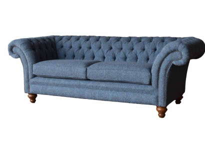 English Chesterfield Sofa Couch Office Furniture Three Seat Velvet 230cm Sofas
