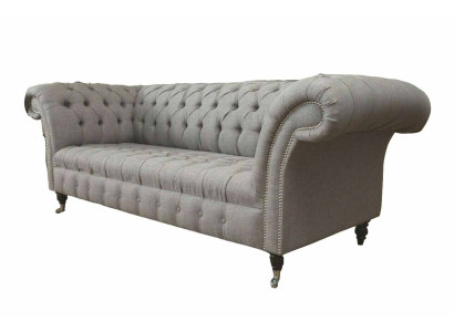 Chesterfield 3 Seater Upholstery Couch Sofa Couches Textile Modern Style Gray