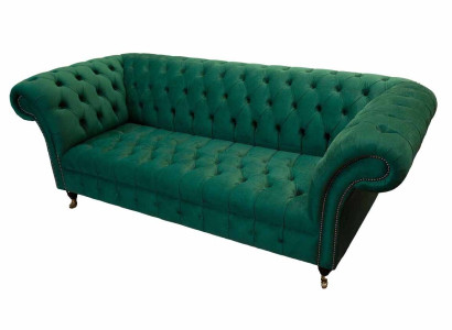 Three Seater Sofa 3 Seater Luxury Seat Modern Sofas Green Fabric Chesterfield