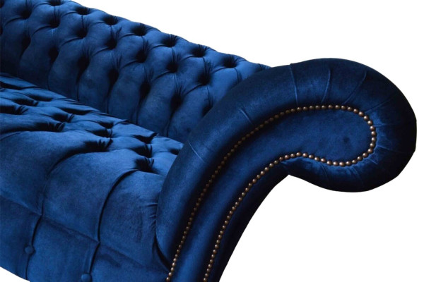 Blue e Chesterfield Three Seater Sofa 3 Seater Sofas Luxury Textile Couches
