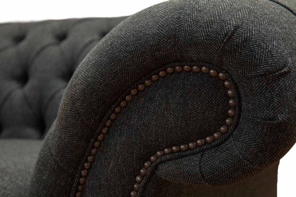 Chesterfield Textile Upholstery Design Sofa Luxury Couch Gray Sofa 3 Seater