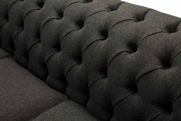 Chesterfield Textile Upholstery Design Sofa Luxury Couch Gray Sofa 3 Seater
