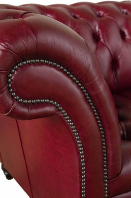 Chesterfield 3 Seater Leather Couch Upholstery Luxury Brown Sofa Furniture 230cm