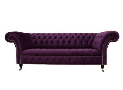 Purple Chesterfield Sofa 3 Seater Chesterfield Designer Couch Textile Fabric