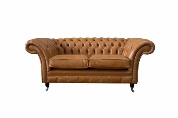 Chesterfield Two-seater Sofa 2 Seat Sofas Upholstery Seat Leather Couch Brown