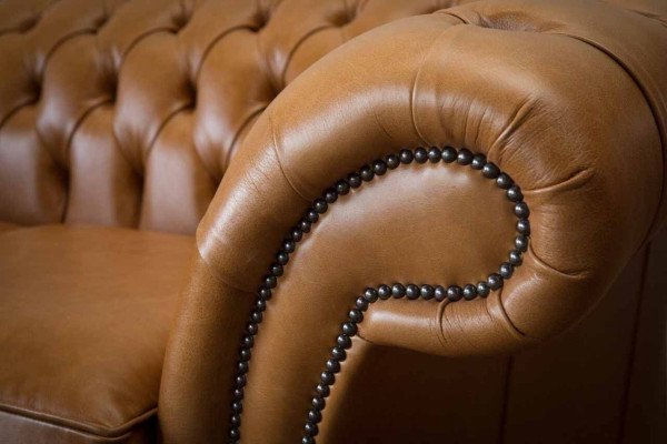 Chesterfield Two-seater Sofa 2 Seat Sofas Upholstery Seat Leather Couch Brown