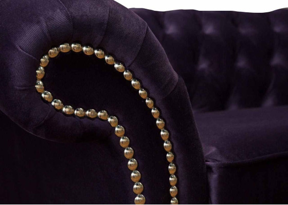 Chesterfield English Classic R Style Sofa Couch 3 Seat Upholstery Purple 230cm