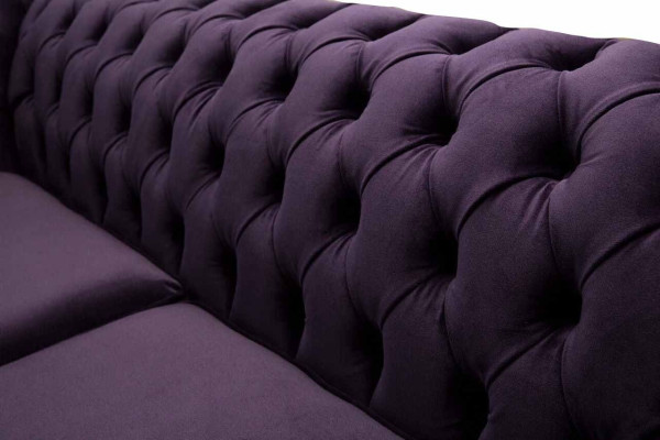 Chesterfield English Classic R Style Sofa Couch 3 Seat Upholstery Purple 230cm