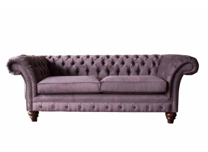 Chesterfield Purple Sofa 3 Seater Living room Fabric Couch Upholstery Sofas