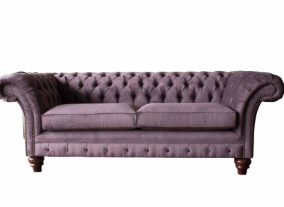 Chesterfield Purple Sofa 3 Seater Living room Fabric Couch Upholstery Sofas