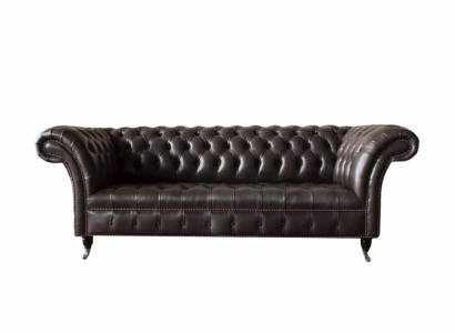 Three Seater Chesterfield Sofa 3 Seater Sofas Brown Leather Living room Luxury
