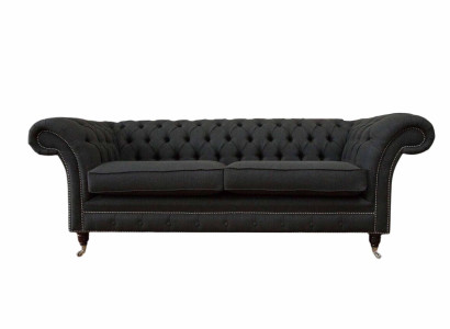 Living room Sofa Chesterfield Couch Three Seater Design Black Furniture new