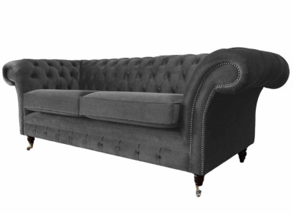 Sofa 3 Seater Luxury Textile Chesterfield Couch Sofas Upholstery Design Furniture