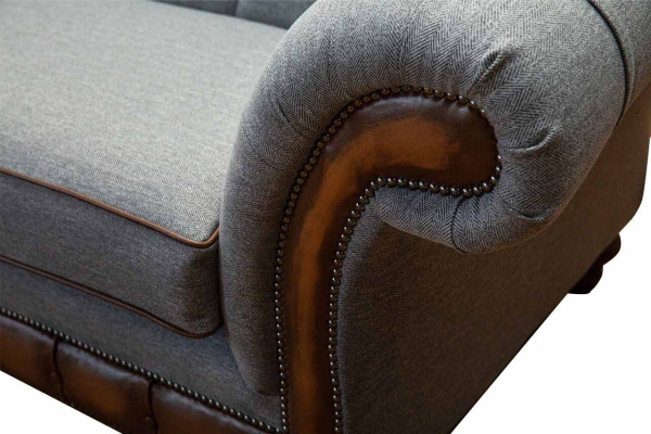 Armchair Design Relax Textile Lounge Luxury Gray Upholstery Seater Chesterfield